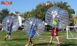 zorb ball with blue safety belts